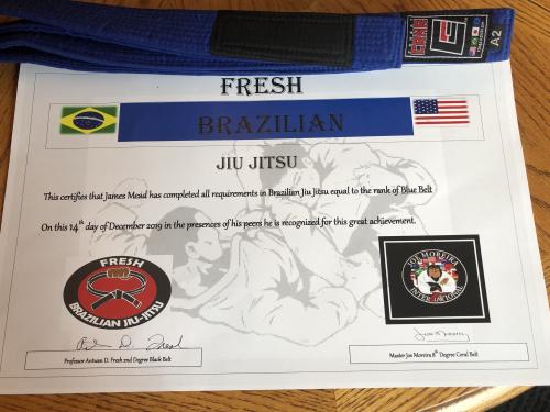 Blue belt · December 14, 2019 · Promoted by Professor Antwan Fresh (Fresh Brazilian Jiu Jitsu)