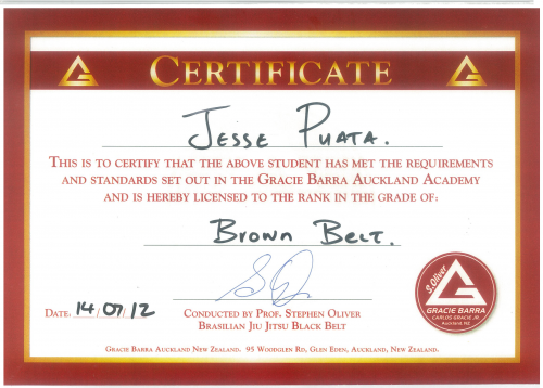 Brown belt · July 14, 2012 · Promoted by Stephen Oliver