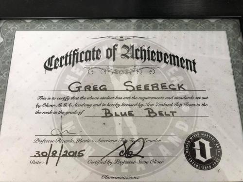 Blue belt · August 30, 2015 · Promoted by Steve Oliver