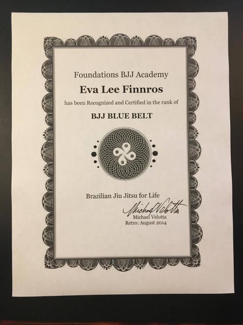 Blue belt · August 4, 2014 · Promoted by Michael Velotta