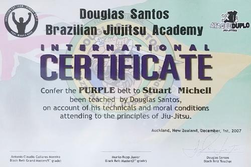 Purple belt · December 1, 2007 · Promoted by Douglas Santos