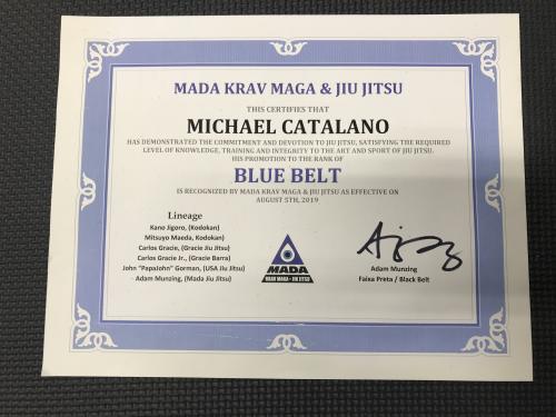 Blue belt · August 5, 2019 · Promoted by Adam Munzing