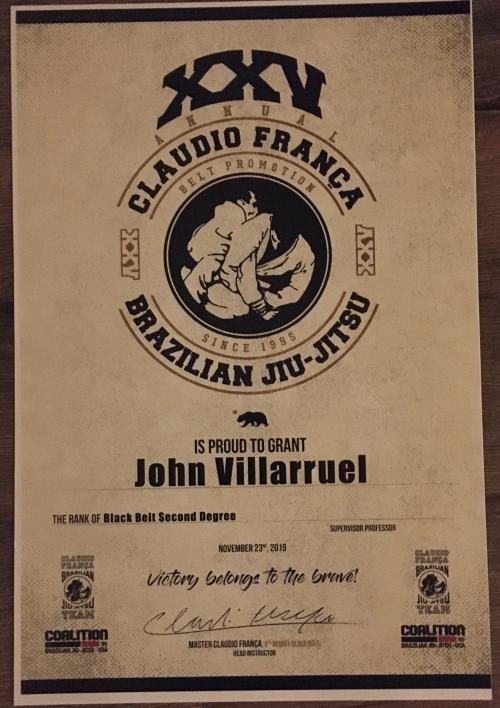 Black belt 2nd degree · November 23, 2019 · Promoted by Claudio Franca