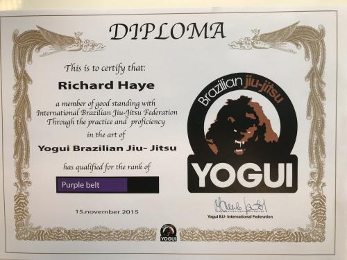Purple belt · November 15, 2015 · Promoted by Marcelo Santiago