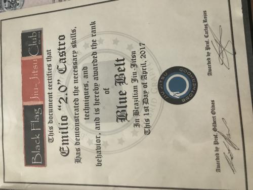 Blue belt · April 1, 2017 · Promoted by Gilbert Olivas