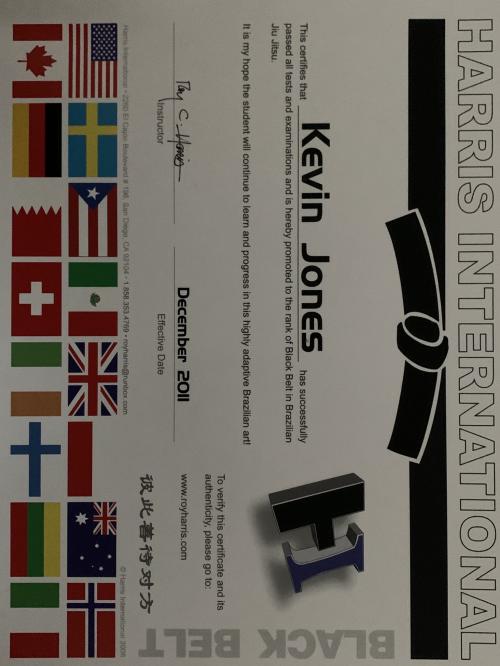 Black belt · December 14, 2011 · Promoted by Roy Harris