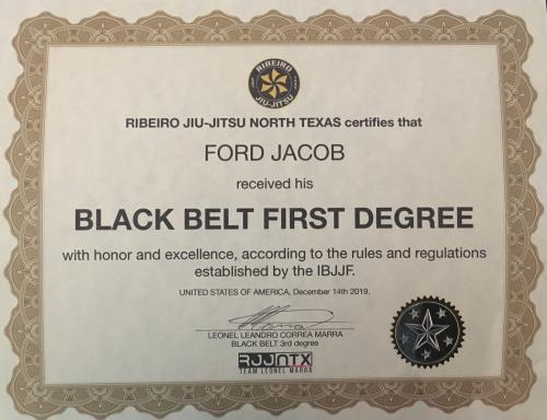 Black belt 1st degree · December 12, 2019 · Promoted by Leonel Marra