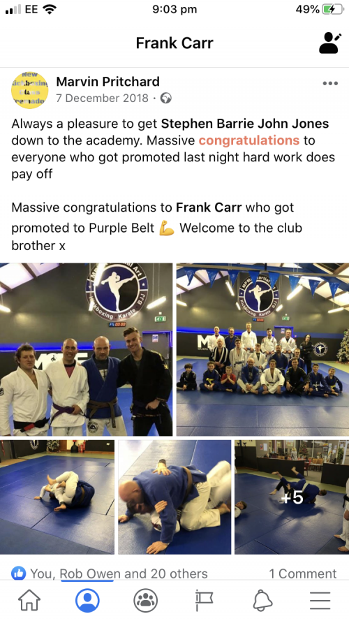 Purple belt · December 7, 2018 · Promoted by Steven barry