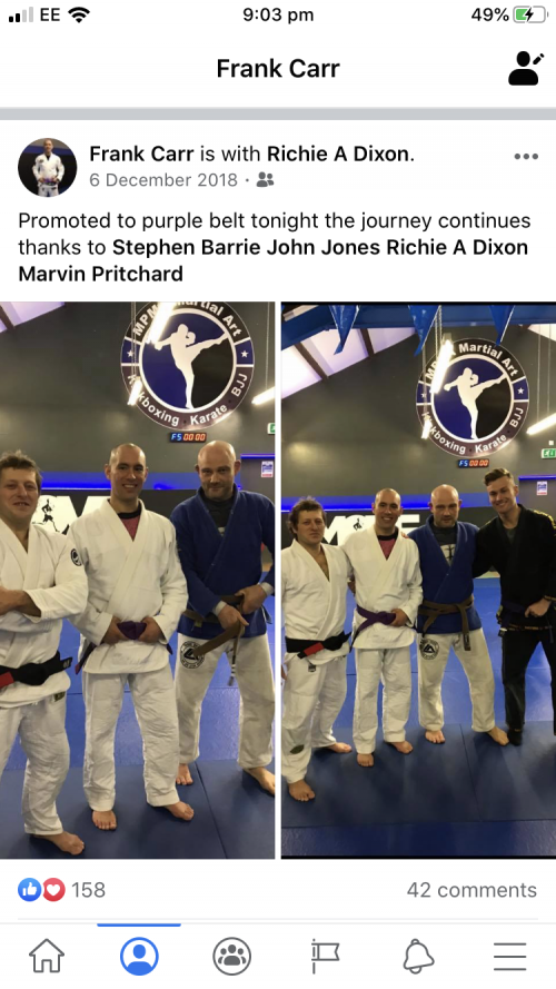 Purple belt · December 7, 2018 · Promoted by Steven barry