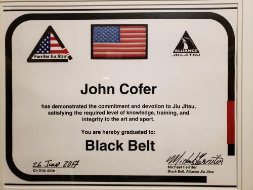 Black belt · June 26, 2017 · Promoted by Michael Ferriter