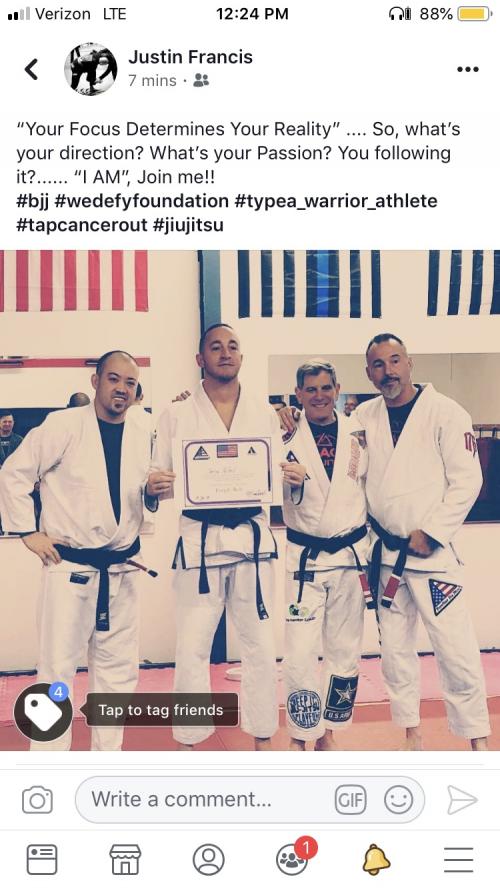 Purple belt · December 15, 2018 · Promoted by John Cofer