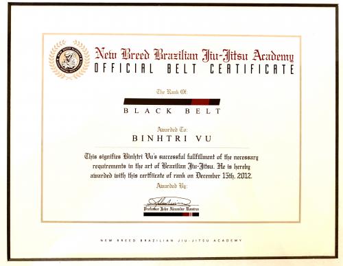 Black belt · December 15, 2012 · Promoted by John Ramirez