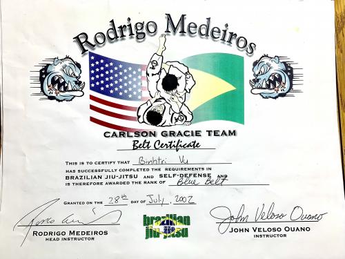Blue belt · July 28, 2002 · Promoted by John Ramirez