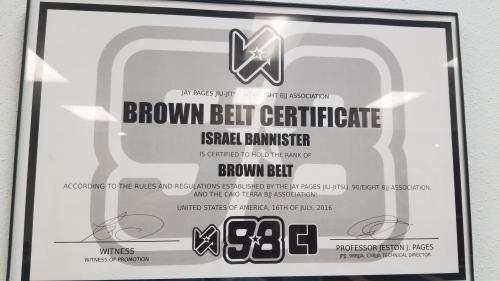 Brown belt · October 6, 2017 · Promoted by Jay Pages