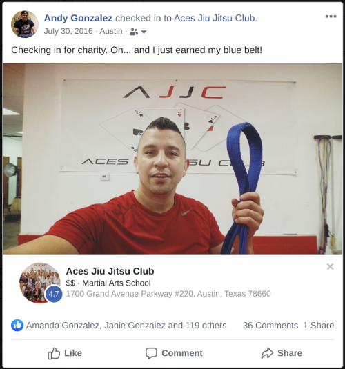 Blue belt · July 30, 2016 · Promoted by Mikal Abdullah