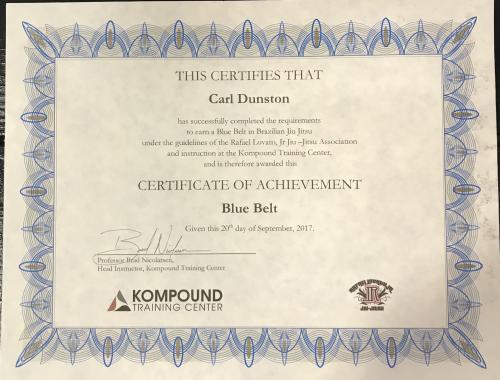 Blue belt · September 20, 2017 · Promoted by Brad Nicolarsen