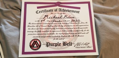 Purple belt · December 3, 2016 · Promoted by Marcello C. Montero
