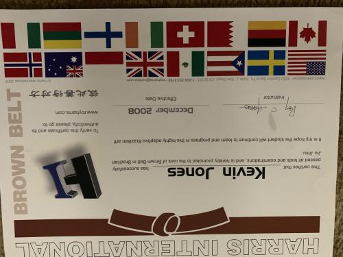Brown belt · December 10, 2008 · Promoted by Roy Harris