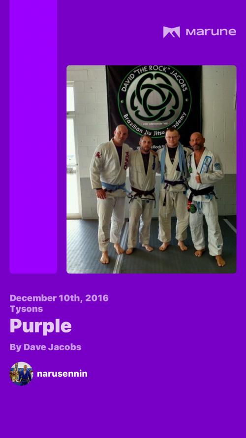 Purple belt · December 10, 2016 · Promoted by Dave Jacobs