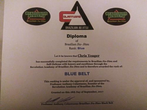 Blue belt · September 18, 2017 · Promoted by Anthony Colantuono