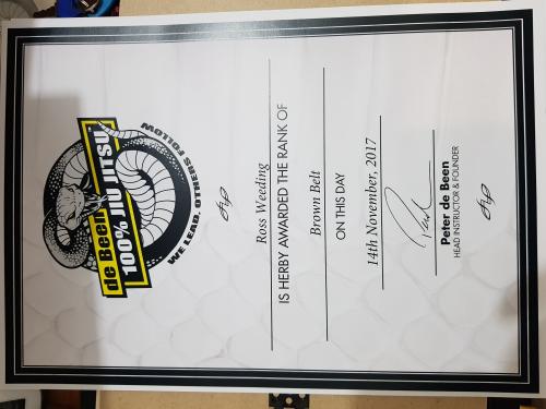 Brown belt · November 14, 2017 · Promoted by Peter de Been