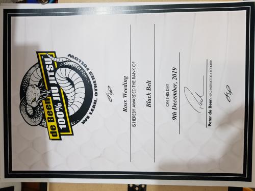 Black belt · December 9, 2019 · Promoted by Peter de Been