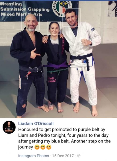 Purple belt · December 15, 2017 · Promoted by Liam Beechinor