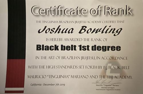 Black belt 1st degree · December 7, 2019 · Promoted by Mauricio Tinguinha Mariano