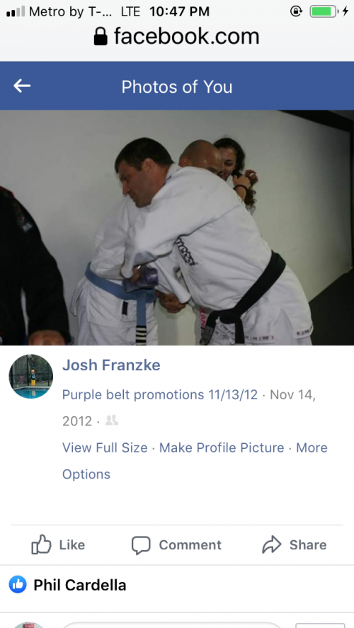 Purple belt · November 13, 2012 · Promoted by Phil Cardella