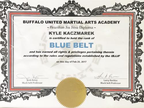 Blue belt · February 25, 2017 · Promoted by Josh Ketry