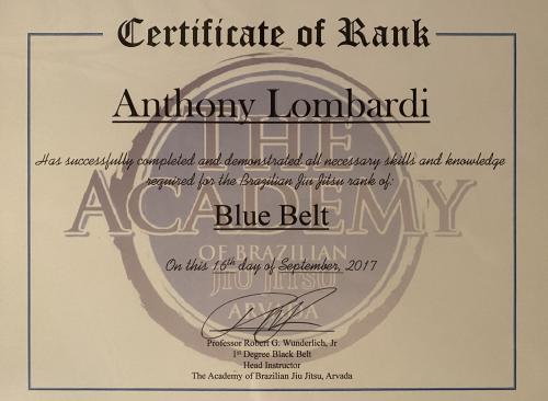Blue belt · September 16, 2017 · Promoted by Robert Wunderlich