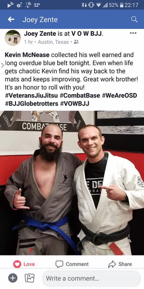 Blue belt · December 20, 2018 · Promoted by Joey Zente