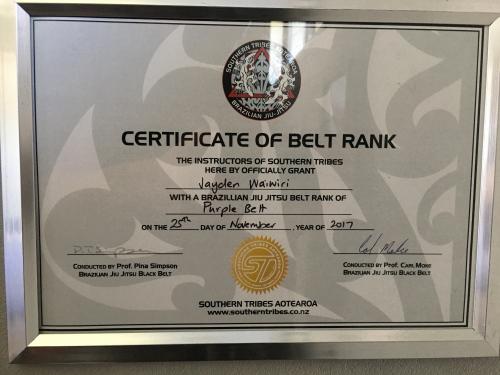Purple belt · November 25, 2017 · Promoted by Derrin Simpson