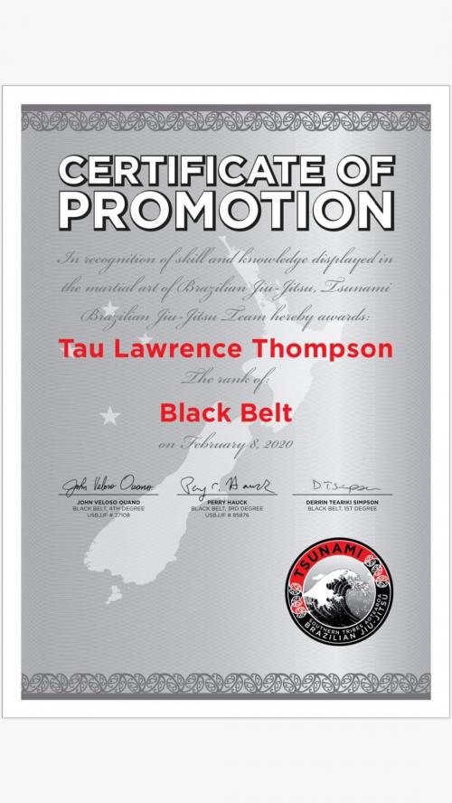 Black belt · February 8, 2020 · Promoted by John Veloso Ouano