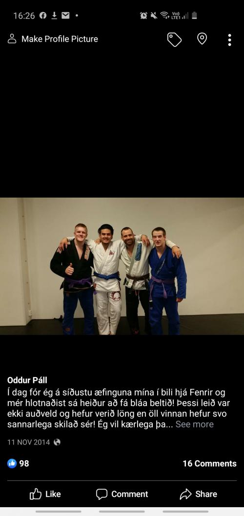 Blue belt · November 11, 2014 · Promoted by Ingþór Örn Valdimarsson