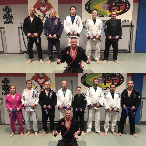 Some of our blue + purple belts.