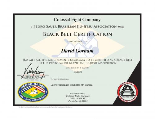 Black belt · January 4, 2020 · Promoted by John Carlquist