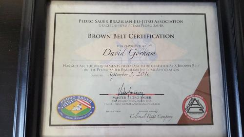Brown belt · September 3, 2016 · Promoted by John Carlquist