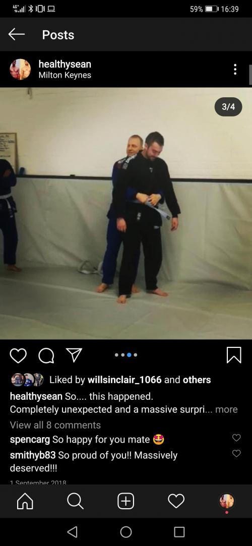 Blue belt · September 1, 2018 · Promoted by Peter Olsson