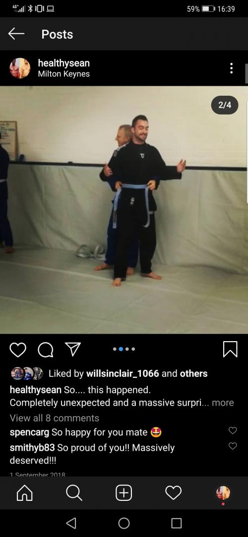 Blue belt · September 1, 2018 · Promoted by Peter Olsson