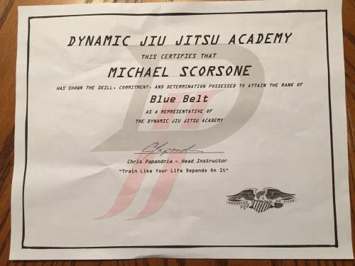 Blue belt · January 1, 2017 · Promoted by Chris papandria