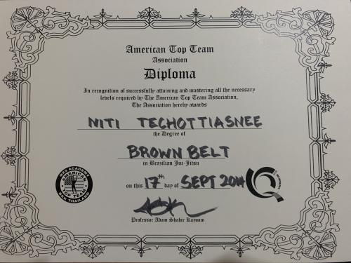 Brown belt · September 17, 2014 · Promoted by Adam Shahir Kayoom