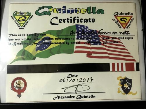 Black belt 3rd degree · October 6, 2017 · Promoted by Professor Alexandre Quintella