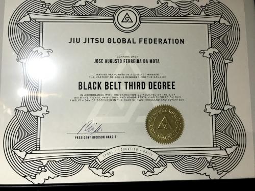 Black belt 3rd degree · October 6, 2017 · Promoted by Professor Alexandre Quintella