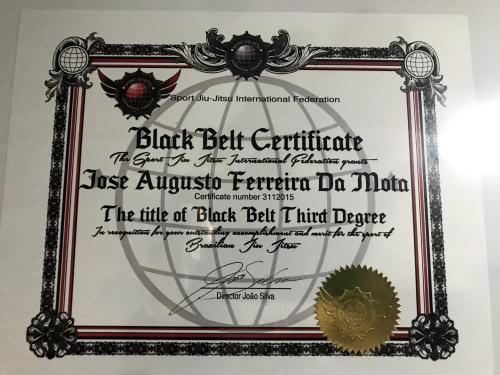 Black belt 3rd degree · October 6, 2017 · Promoted by Professor Alexandre Quintella