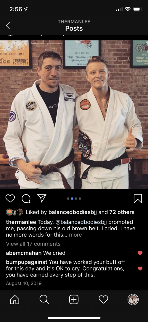 Brown belt · August 10, 2019 · Promoted by Thomas  Williams