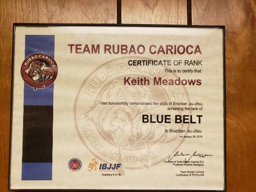Blue belt · January 26, 2018 · Promoted by Chad Stevens