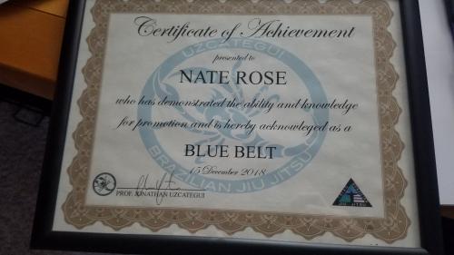 Blue belt · December 15, 2018 · Promoted by Jonathan Uzcategui