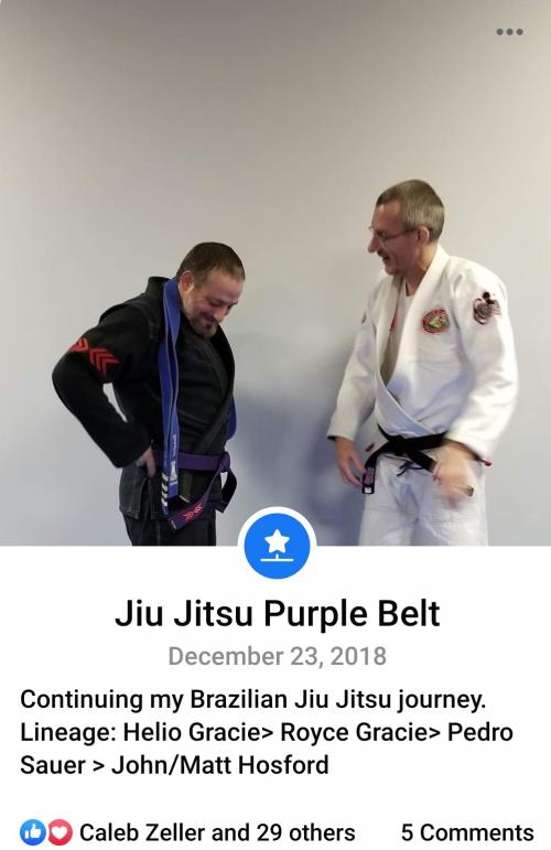 Purple belt · December 23, 2018 · Promoted by Matt Hosford