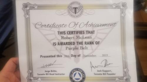 Purple belt · November 30, 2019 · Promoted by Jorge Britto